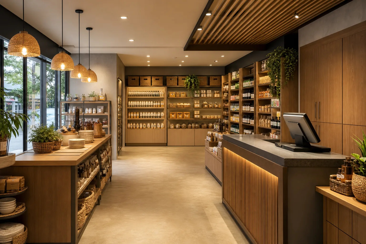 Concept rendering of a modern neighborhood retail fit-out.